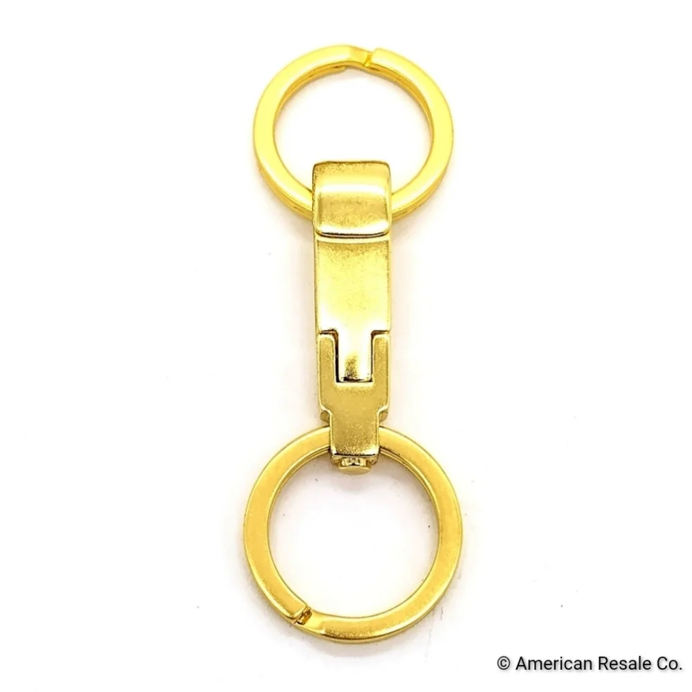 Vintage COACH Dual Fob Keychain Bag Clip Purse Charm-Brass-Trigger Snap